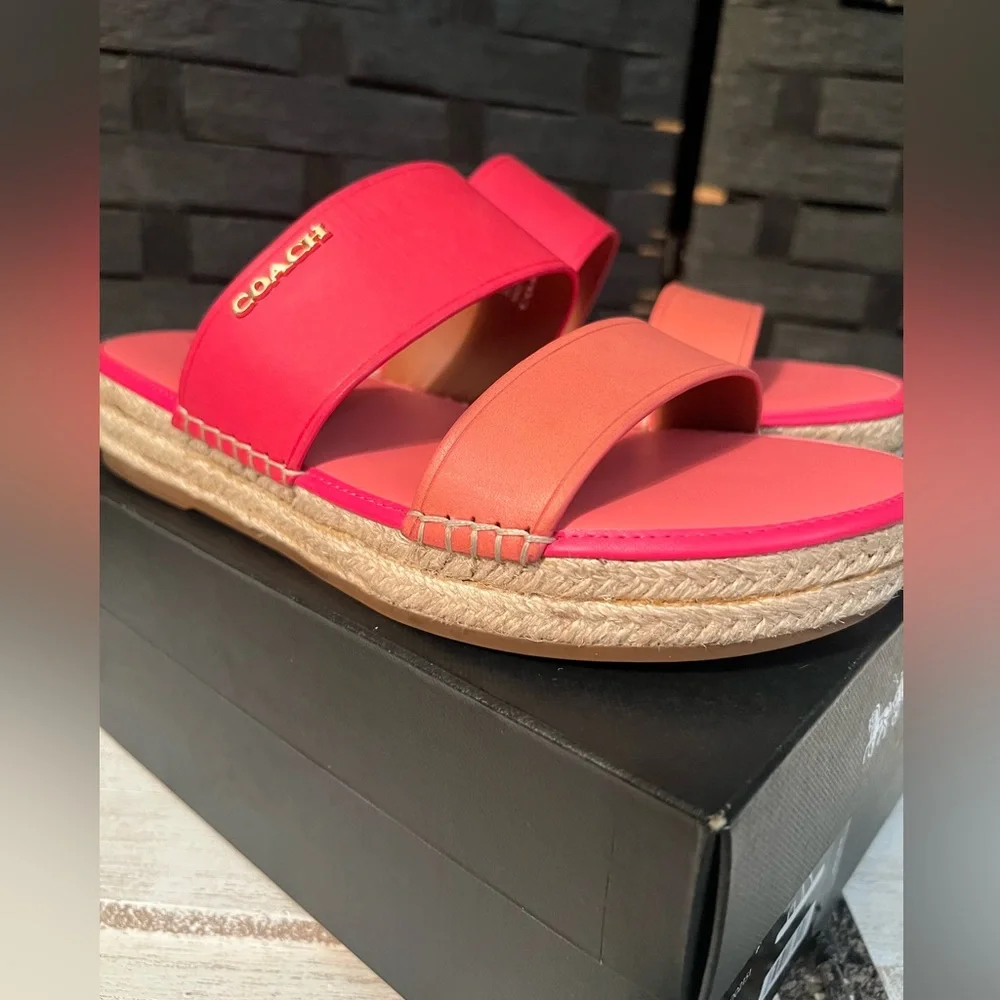 Coach Pink l/salmon Espadrille Shoes Summer Style - Picture 1 of 7